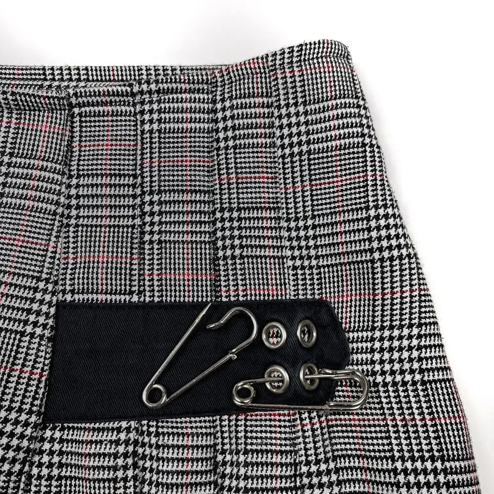 Y2K Serious Los Angeles Plaid Houndstooth Mini Skirt Small Vintage LA Clothing